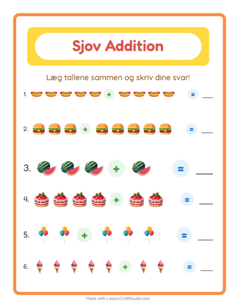 Forhåndsvisning af Addition-arbejdsark med 4. juli til Børnehaveklasse