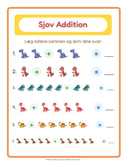 Plusopgaver – Dinosaurer
