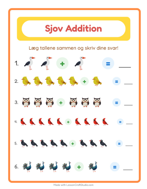 Plusopgaver – Fugle 2
