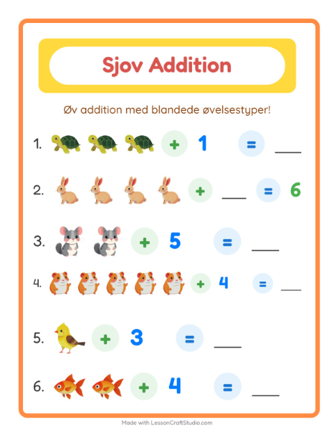 Plusopgaver – Kæledyr