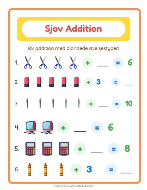 Plusopgaver – Klasseværelse
