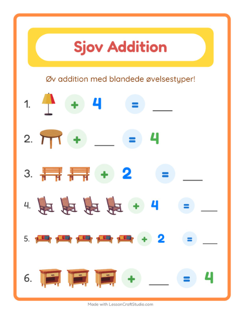 Plusopgaver – Møbler