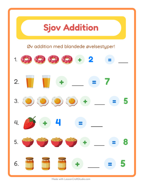 Plusopgaver – Morgenmad