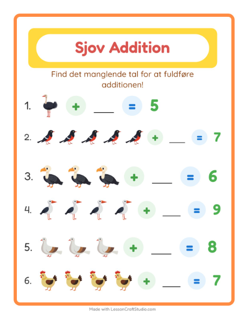 Plusopgaver – Fugle 2