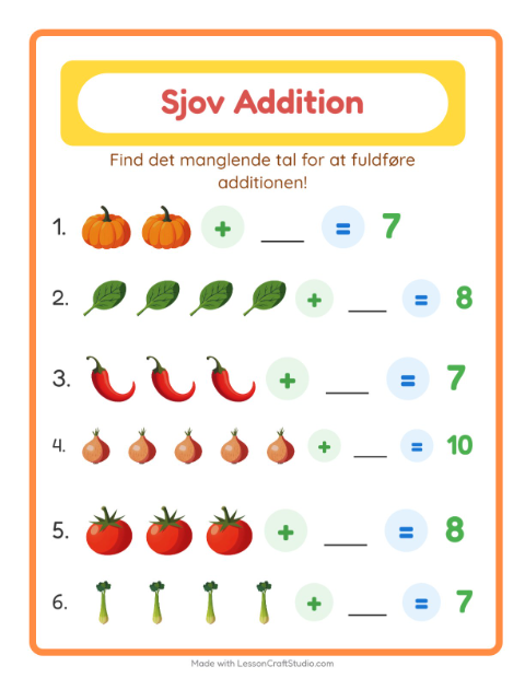 Plusopgaver – Grøntsager