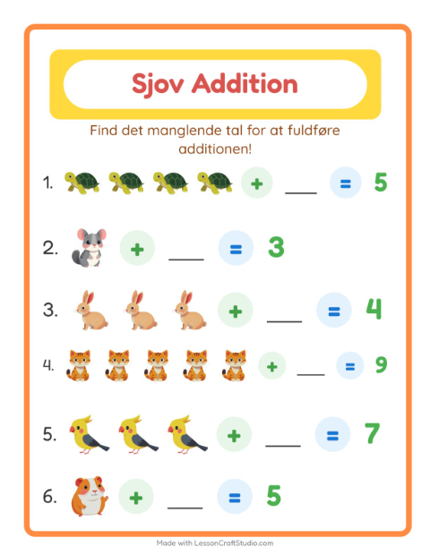 Plusopgaver – Kæledyr