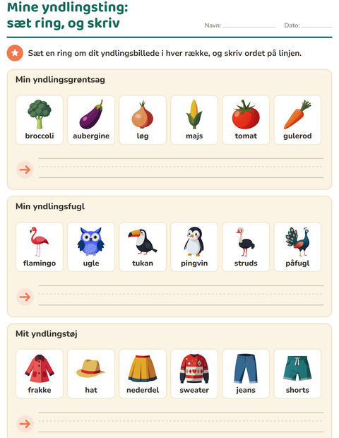 Forhåndsvisning af Alt om mig-arbejdsark til Børnehaveklasse