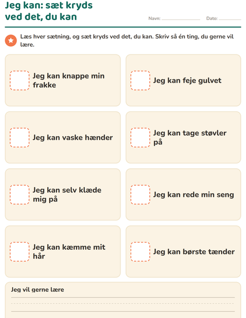 Forhåndsvisning af Alt om mig-arbejdsark til Børnehaveklasse