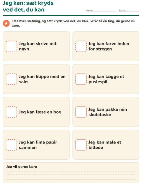 Forhåndsvisning af Alt om mig-arbejdsark til Børnehaveklasse