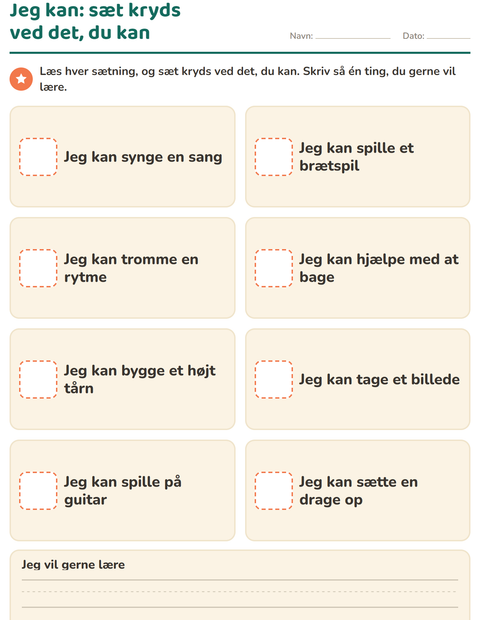 Forhåndsvisning af Alt om mig-arbejdsark til Børnehaveklasse