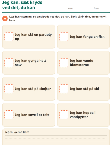 Forhåndsvisning af Alt om mig-arbejdsark til Børnehaveklasse