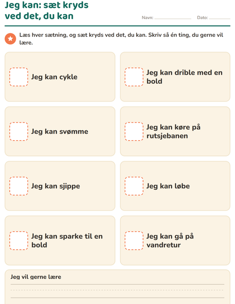 Forhåndsvisning af Alt om mig-arbejdsark til Børnehaveklasse
