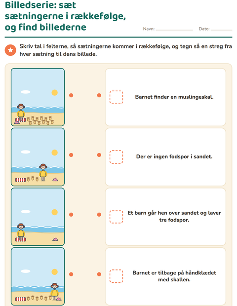 Forhåndsvisning af Billedserier-arbejdsark til 1. klasse