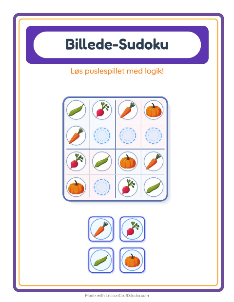 Sudoku let – Grøntsager