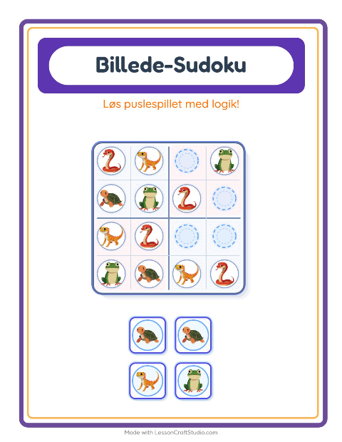 Sudoku let – Krybdyr og padder