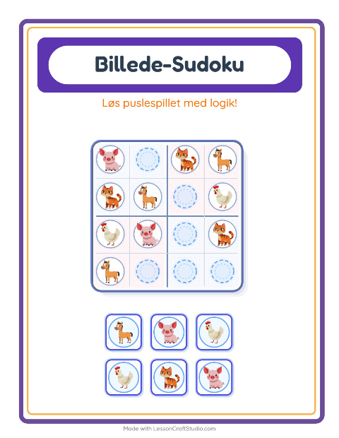 Sudoku mellem – Bondegårdsdyr