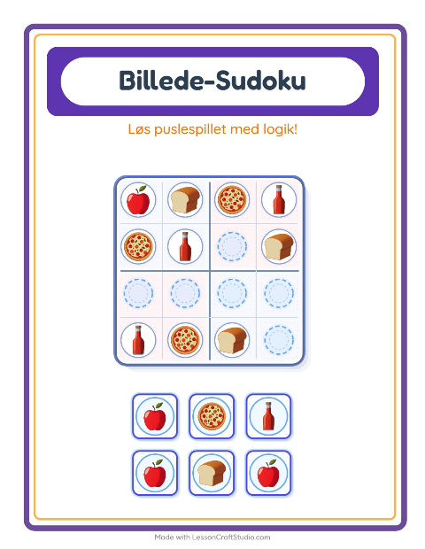 Forhåndsvisning af Billedsudoku-arbejdsark med I supermarkedet til Børnehaveklasse