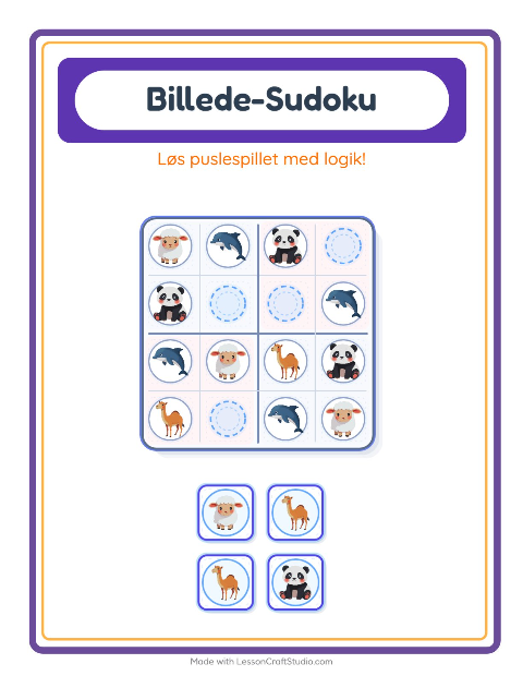Forhåndsvisning af Billedsudoku-arbejdsark til Børnehaveklasse