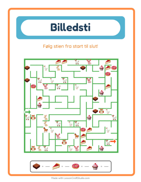 Forhåndsvisning af Billedvej-arbejdsark med Bageri til Børnehaveklasse