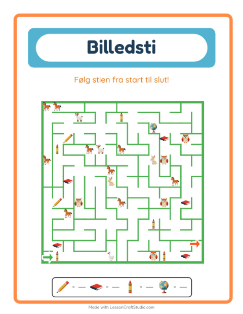 Forhåndsvisning af Billedvej-arbejdsark med Klasseværelse til Børnehaveklasse