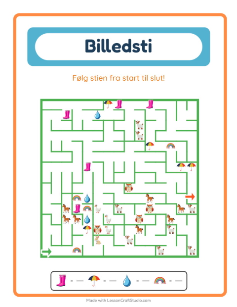 Forhåndsvisning af Billedvej-arbejdsark med Vejr til Børnehaveklasse