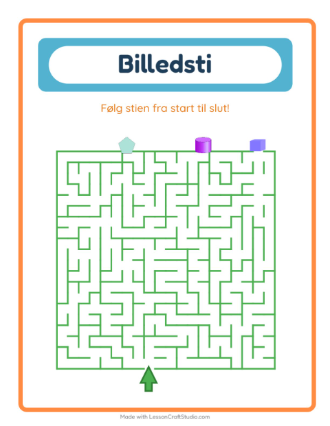 Forhåndsvisning af Billedvej-arbejdsark med Former til Børnehaveklasse