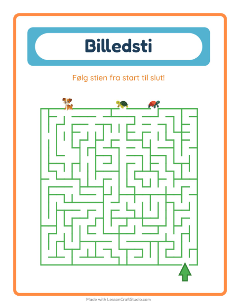 Forhåndsvisning af Billedvej-arbejdsark med Kæledyr til Børnehaveklasse
