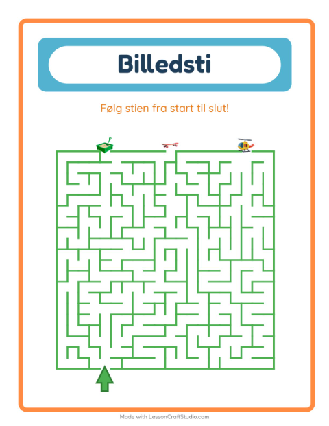 Forhåndsvisning af Billedvej-arbejdsark med Legetøj til Børnehaveklasse