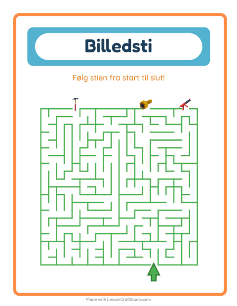 Forhåndsvisning af Billedvej-arbejdsark med Værktøj til Børnehaveklasse