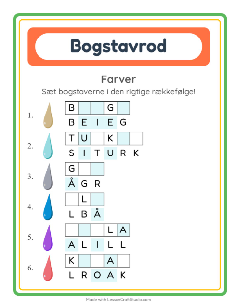 Byg et ord – Farver