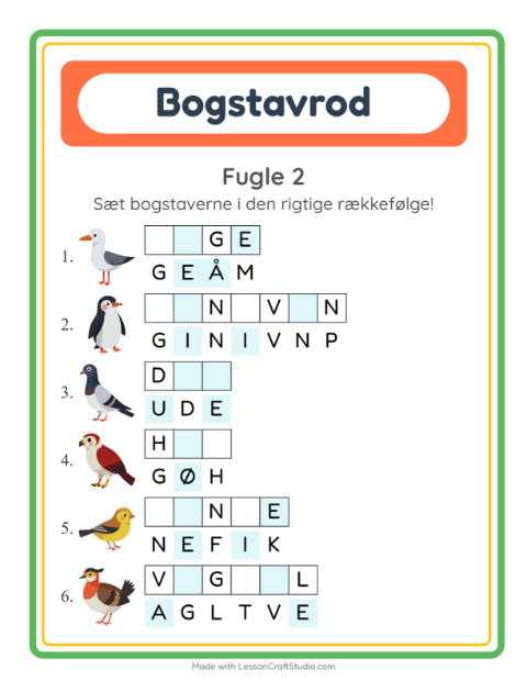 Byg et ord – Fugle 2