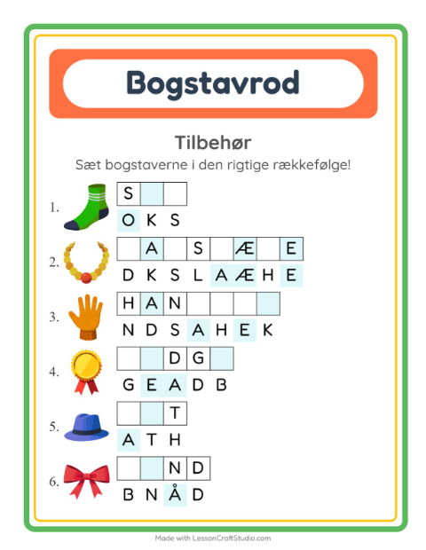 Byg et ord – Tilbehør