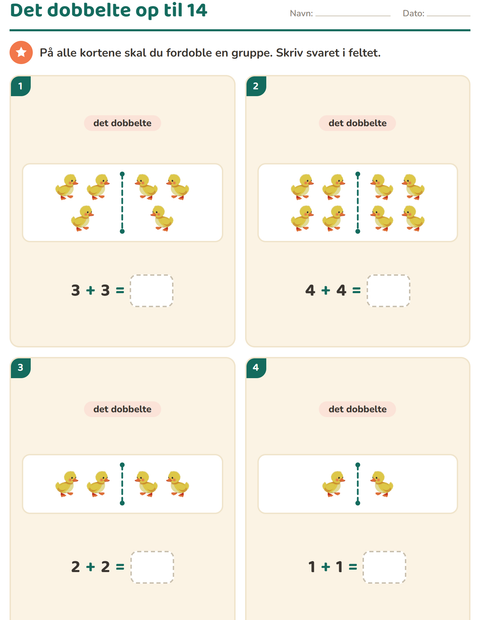 Forhåndsvisning af Det dobbelte og det halve-arbejdsark med Påske til 1. klasse