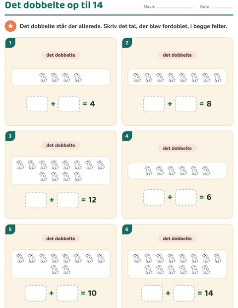 Forhåndsvisning af Det dobbelte og det halve-arbejdsark med Legetøj SH 2 til 1. klasse