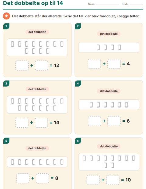 Forhåndsvisning af Det dobbelte og det halve-arbejdsark med Objekter SH til 1. klasse