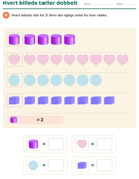 Forhåndsvisning af Diagrammer og data-arbejdsark med Former til 2. klasse