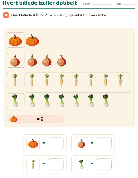 Forhåndsvisning af Diagrammer og data-arbejdsark med Grøntsager til 2. klasse