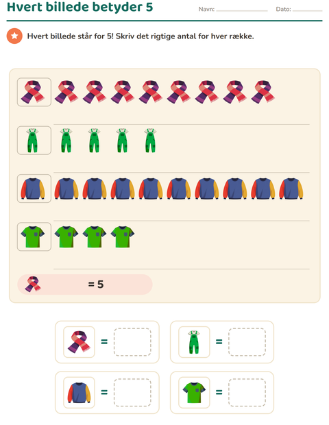 Forhåndsvisning af Diagrammer og data-arbejdsark med Tøj til 3. klasse