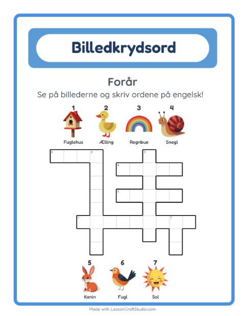 Engelsk billedkrydsord – Forår