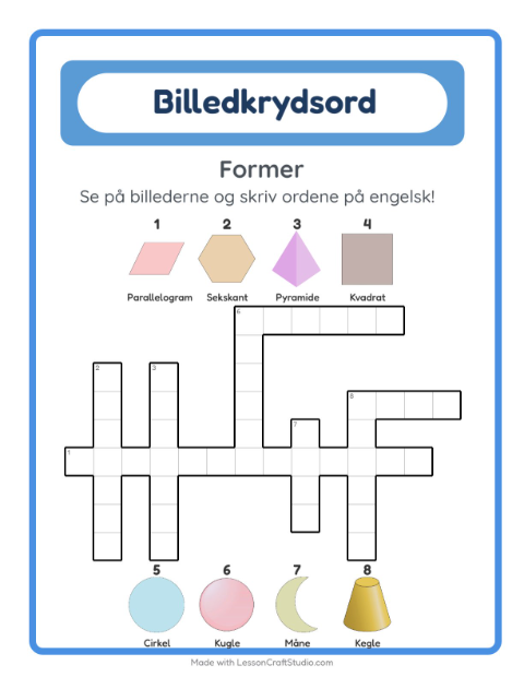 Engelsk billedkrydsord – Former