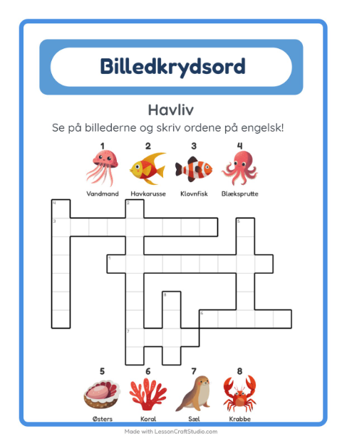 Engelsk billedkrydsord – Havliv