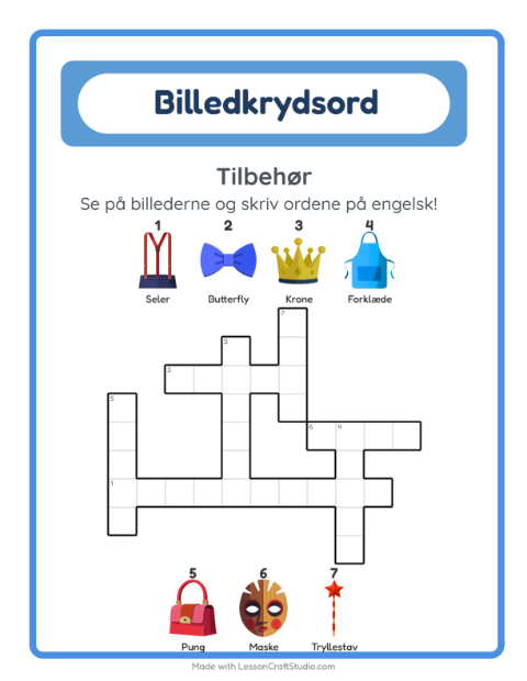 Engelsk billedkrydsord – Tilbehør
