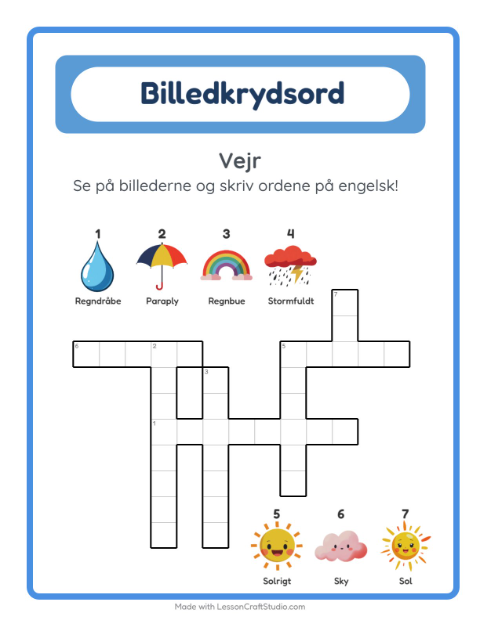 Engelsk billedkrydsord – Vejr