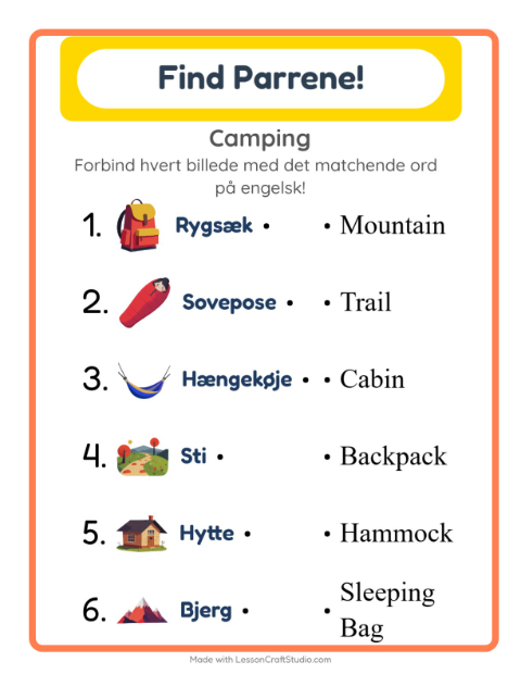 Engelsk billedmatch – Camping