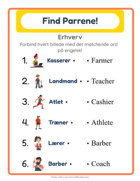 Engelsk billedmatch – Erhverv