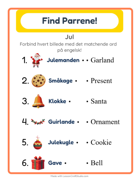 Engelsk billedmatch – Jul
