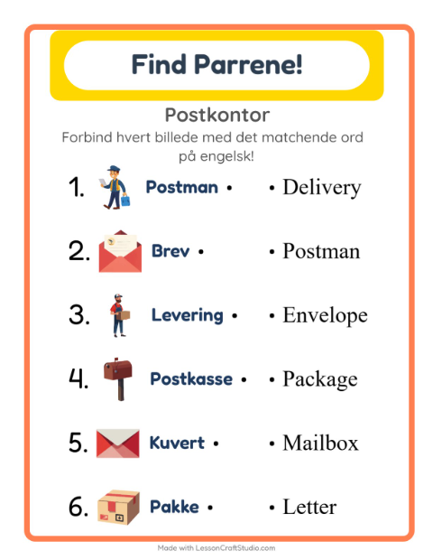 Engelsk billedmatch – Postkontor