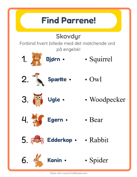 Engelsk billedmatch – Skovdyr