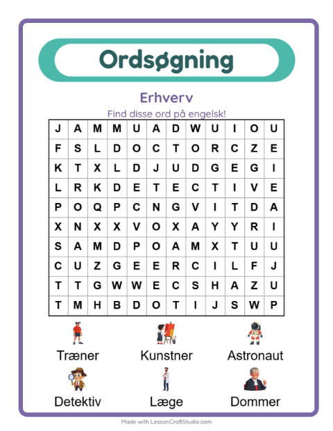 Engelsk ordsøgning – Erhverv