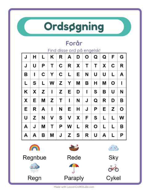 Engelsk ordsøgning – Forår
